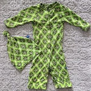 Kickee Pants Footless Pajamas w/ Nightcap Size 0-3M *Like New*